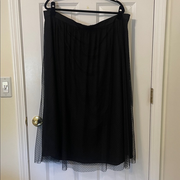 J. Crew Black Polka Dot Tulle Overlay Midi Skirt 2X - Picture 1 of 6